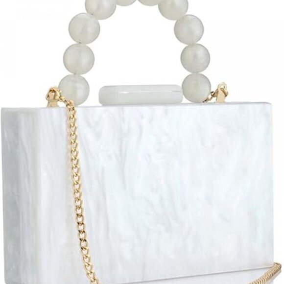 Neiman Marcus Pearl Acrylic Evening Marble Clutch Bag - Picture 4 of 4